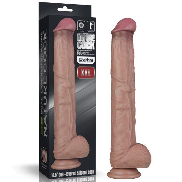 Lovetoy - kétrétegű XXL dildó - 36,5 cm - (natúr)