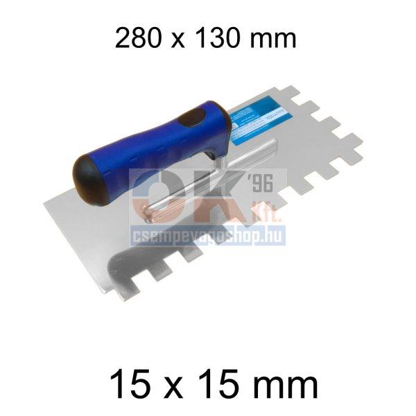 Bautool fogazott glettvas gumírozott soft nyél 15×15 mm 280×130 mm
(b81201215)