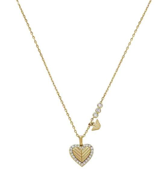 Emporio Armani Bájos aranyozott nyaklánc cirkónium kövekkel Szív EG3622710
