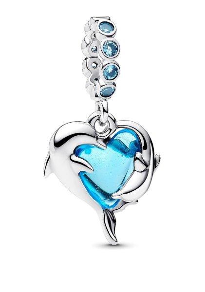 Pandora Ezüst medál Delfinek kék Murano üveggel 793924C01