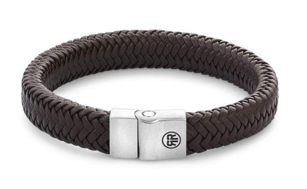 Rebel&Rose Barna bőr karkötő Herringbone Brown Matt RR-M0022-S 20 cm - L+