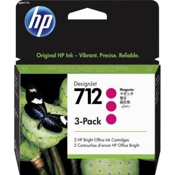 HP Nr.712 (3ED78A) 3 pakk eredeti magenta tintapatron, 3*29ml