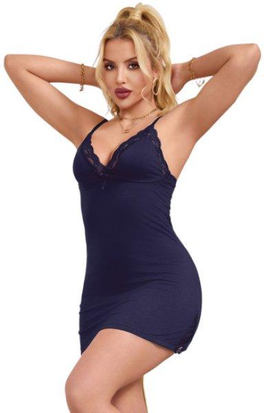 Blue Sexy Modal Lace Bow Suspender Nightdress M