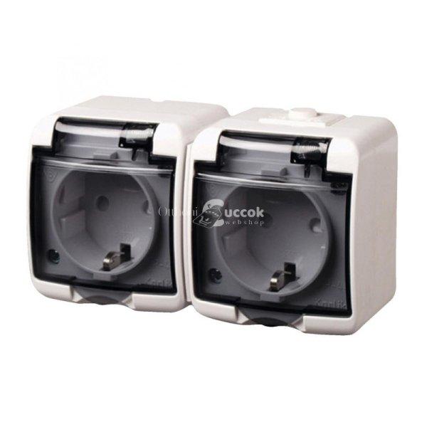 GAO 22121 2 férőhelyes földelt aljzat, kültéri IP44 kivitel, 230 V~ / 50 Hz
/ 16 A, fehér-füst