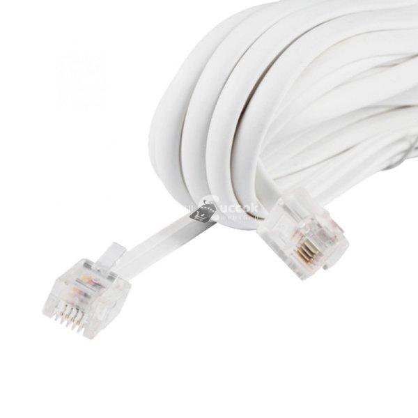 Home T 5-10/WH telefoncsatlakozó kábel, 6P/4C (RJ 11), dugó - dugó, fehér,
10m