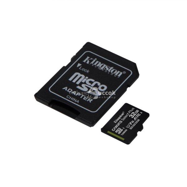 Kingston SDCS2/32 Canvas Select Plus microSDHC kártya adapterrel, 32GB, Class
10, 100 MB/s olvasási sebesség