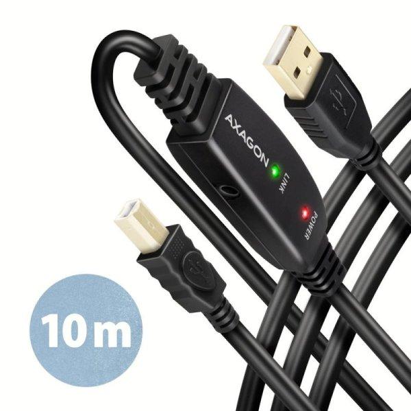 AXAGON ADR-210B, USB 2.0 A-M -> B-M aktív csatlakoztató / repeater kábel, 10m