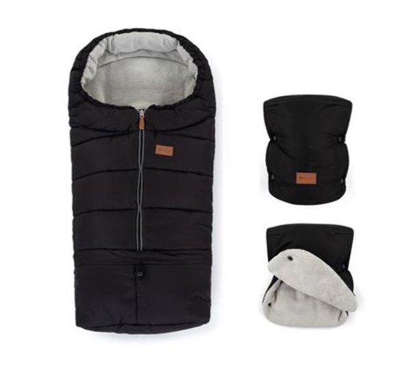 Petite and Mars Téli szett Jibot 3in1 bundazsák és kézmelegítõ kesztyû
babakocsira Jasie Ink Black