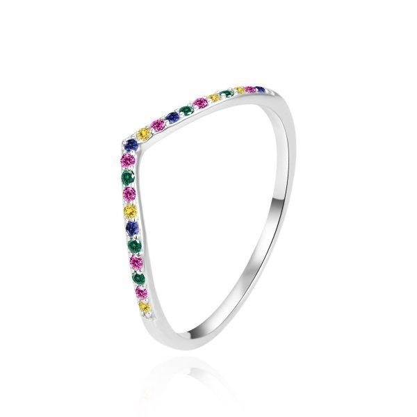 Agato Elegáns ezüst gyűrű színes cirkónium kövekkel AGT-R58C 54 mm