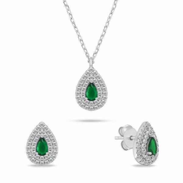Brilio Silver Ezüst ékszerszett cirkónium kövekkel Tear Drop SET284WG
(nyaklánc, fülbevaló)