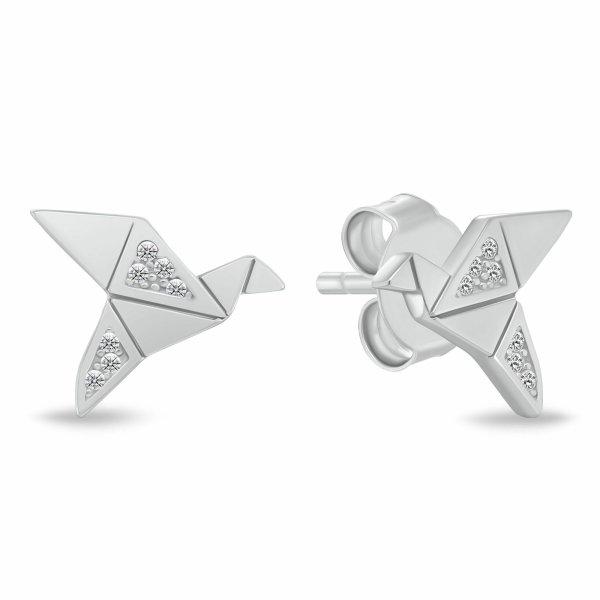 Brilio Silver Ezüst fülbevaló Origami madár cirkónium kövekkel EA1183W