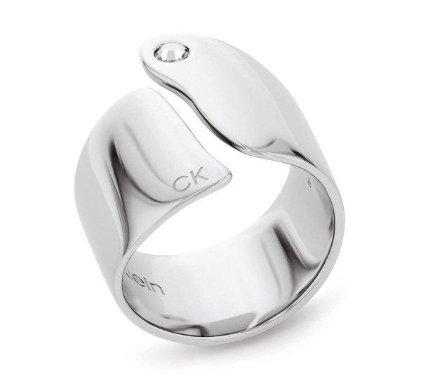 Calvin Klein Nyitott acél gyűrű kristályokkal Cherished 35000664 54 mm