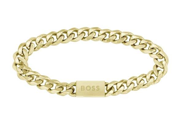 Hugo Boss Stílusos, aranyozott férfi karkötő Chain Link 1580403 19 cm