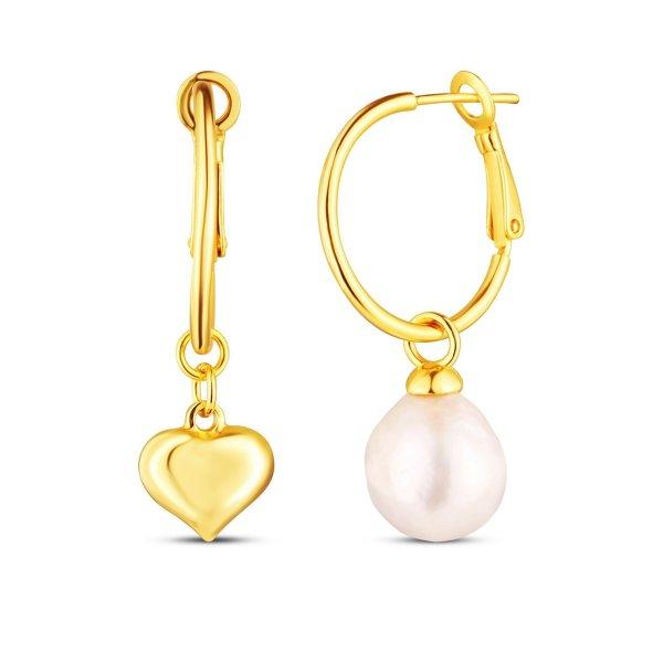 JwL Luxury Pearls Romantikus aszimmetrikus fülbevaló szívvel és édesvízi
gyönggyel 2 az 1-ben JL0854