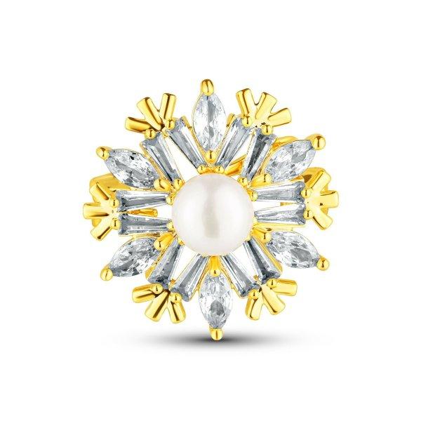 JwL Luxury Pearls Csillogó hópehely alakú bross gyöngyökkel JL0873