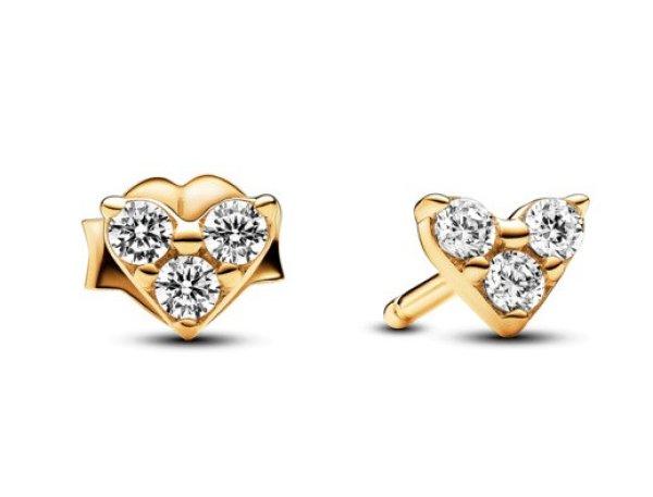 Pandora Aranyozott fülbevaló Szívek cirkónium kövekkel Shine 263003C01
