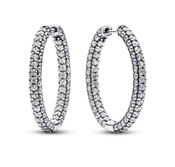 Pandora Csillogó fülbevaló Pavé karikák Timeless 293016C01
