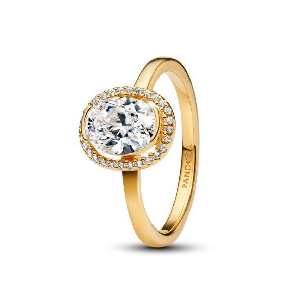 Pandora Elegáns aranyozott gyűrű cirkónium kövekkel Shine 163554C01 54 mm