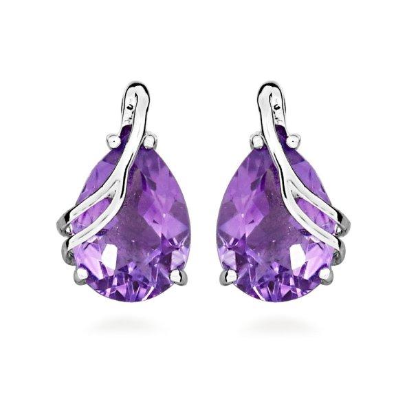 Silver Cat Lenyűgöző ezüst fülbevaló ametiszttel Colored Stones SC589