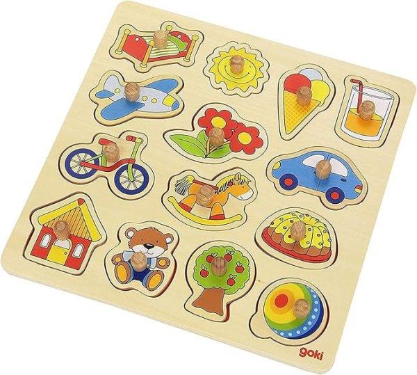 Goki 57576 fa puzzle – Hintaló és labda képes kirakó