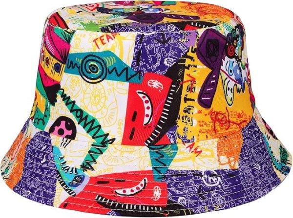 MILAKOO 90‑es évek retro bohókás visszafordítható Eimer‑Hut (bucket
hat) – vintage mintás uniszex parti- és utcai kalap