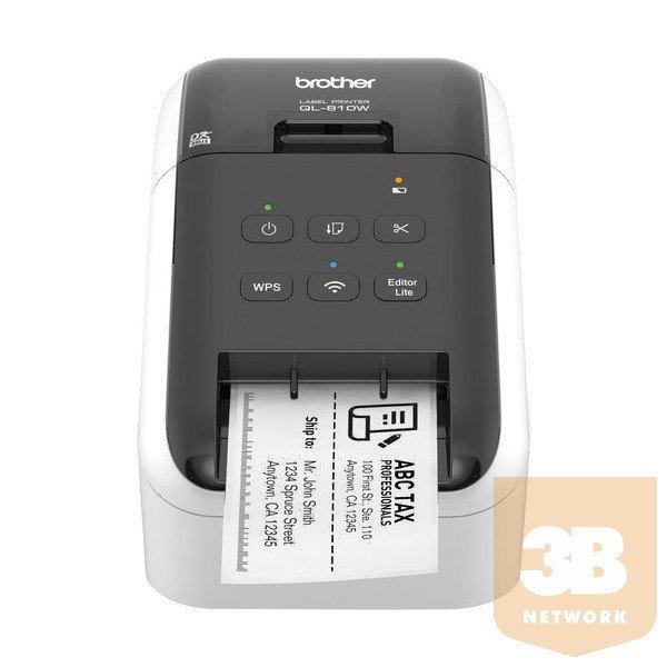 BROTHER Címkenyomtató QL-810WC, asztali, thermál, Fekete/Piros nyomtatás,
148 mm/mp, WiFi/USB, 300dpi, PTE Lite, DK