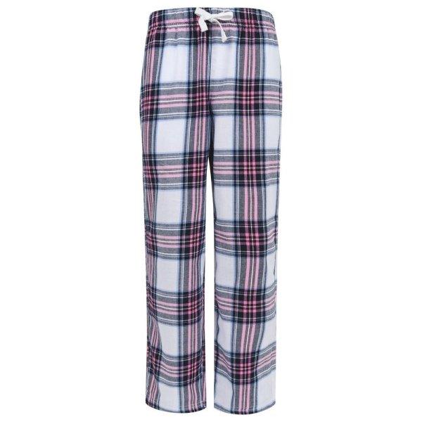 SF (Skinnifit) Gyerek flanel pizsamanadrág - Fehér / rózsaszín | 9-10 éves