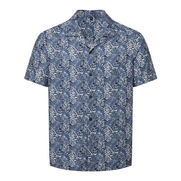 WOMBAT® Férfi nyári ing - Fehér / sötétkék / leaf | XL