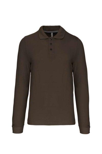Férfi hosszú ujjú galléros piké póló, Kariban KA243, Dark Khaki-L