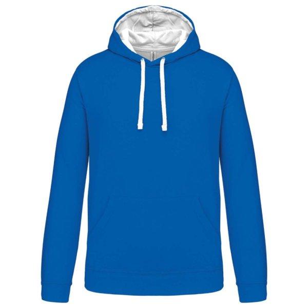 Férfi pulóver kontrasztos bélésű kapucnival, Kariban KA446, Light Royal
Blue/White-L