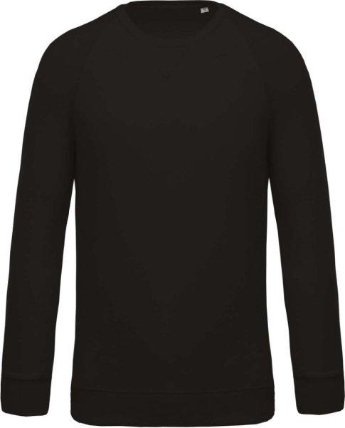 Férfi organikus környakas raglános pulóver, Kariban KA480, Black-XL