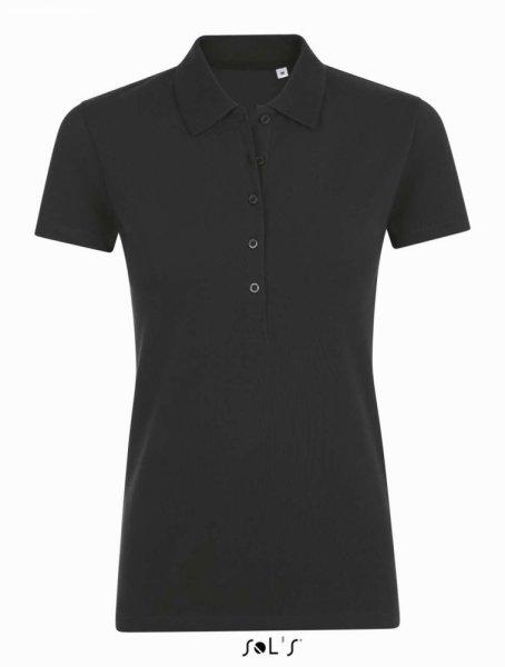 Női PHOENIX sztreccs galléros póló, SOL'S SO01709, Black-XL