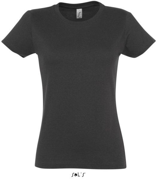 Női IMPERIAL környakú rövid ujjú pamut póló, SOL'S SO11502, Dark
Grey-3XL
