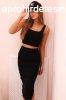 Crop-top s bordzott midi szoknya szett, 9138-as modell, fe