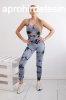 Sport fels szett pntokkal s push-up leggings 82378 szrke