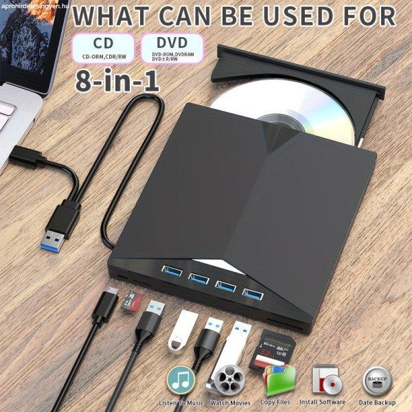 7-az-1-ben USB 3.0 Hordozható CD/DVD Meghajtó