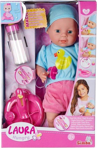 Simba Laura Hungry puha testű babakészlet – 38 cm, cumi, „eltűnő”
kanál és cumisüveg, tányérkával (2 éves kortól)