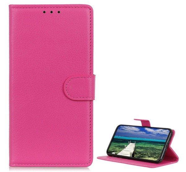 Tok álló, bőr hatású (FLIP, oldalra nyíló, asztali tartó funkció,
prémium) RÓZSASZÍN Samsung Galaxy A51 (SM-A515F)