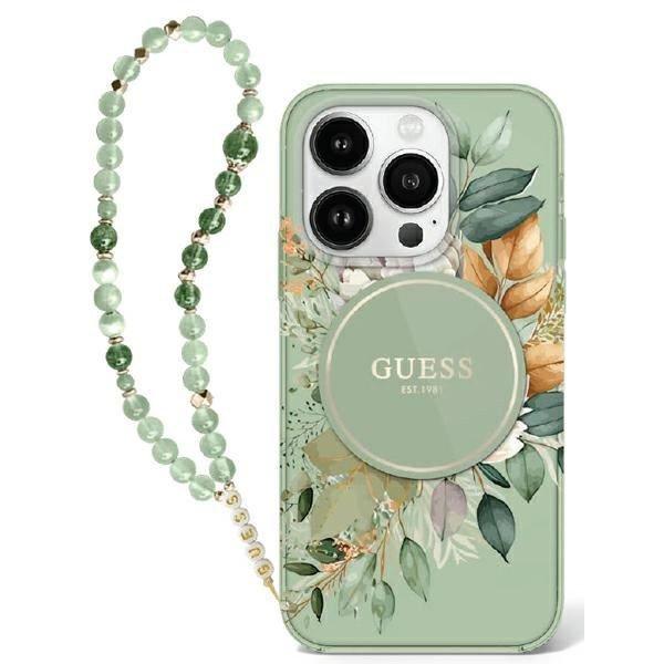 Guess GUHMP16MHFWBRCESN IML Flowers With Pearl Strap MagSafe keménytok iPhone
16 Plus - zöld