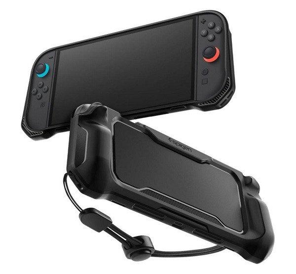 SPIGEN RUGGED ARMOR szilikon tok (extra ütésállóság, kézpánt, karbon
minta) FEKETE Nintendo Switch 2
