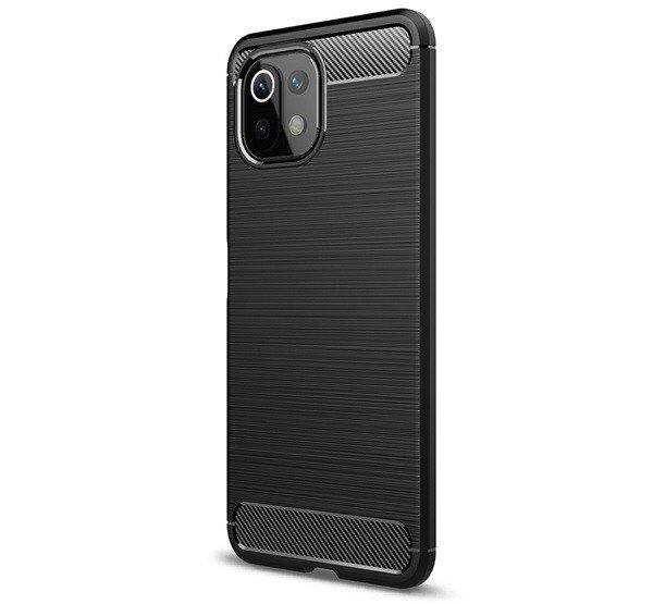 Szilikon telefonvédő (közepesen ütésálló, légpárnás sarok,
szálcsiszolt, karbon minta) FEKETE Xiaomi Mi 11 Lite 4G, Xiaomi Mi 11 Lite 5G,
Xiaomi 11 Lite 5G NE