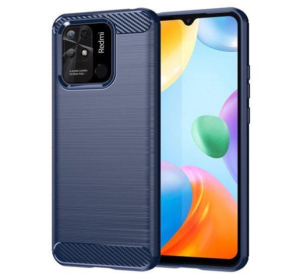 Szilikon telefonvédő (közepesen ütésálló, légpárnás sarok,
szálcsiszolt, karbon minta) SÖTÉTKÉK Xiaomi Redmi 10C