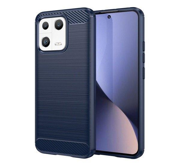 Szilikon telefonvédő (közepesen ütésálló, légpárnás sarok,
szálcsiszolt, karbon minta) SÖTÉTKÉK Xiaomi 13