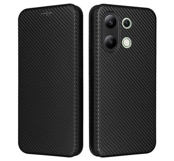 Tok álló, bőr hatású (FLIP, oldalra nyíló, asztali tartó, karbon minta)
FEKETE Xiaomi Redmi Note 13 4G