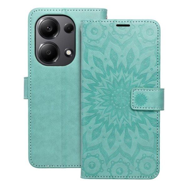 Xiaomi Redmi Note 13 4G telefon tok, könyvtok, oldalra nyíló tok, mágnesesen
záródó, zöld, mandala, Forcell Mezzo