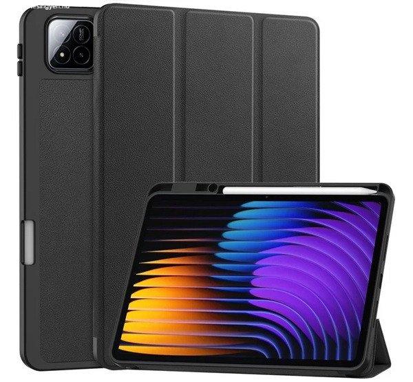 Tok álló, bőr hatású (aktív FLIP, oldalra nyíló, TRIFOLD, asztali
tartó, ceruza tartó) FEKETE Xiaomi Pad 7 Pro, Pad 7