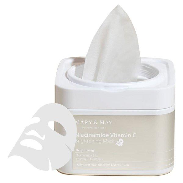 MARY & MAY Világosító arcmaszk Niacinamide Vitamin C (Brightening Mask) 30 db