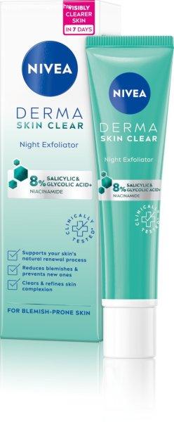 Nivea Éjszakai hámlasztó bőrradír Derma Skin Clear (Night Exfoliator) 40 ml