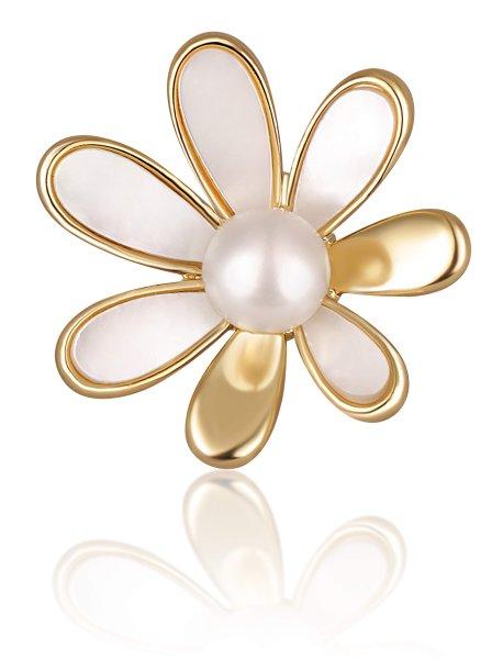 JwL Luxury Pearls Aranyozott bross 2 az 1- ben fehér igazgyönggyel és
kristállyal JL0661
