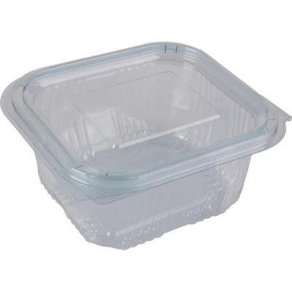 Ételtároló doboz, egybefedeles, műanyag, szögletes, 375 ml, 100 db,
"Party", víztiszta